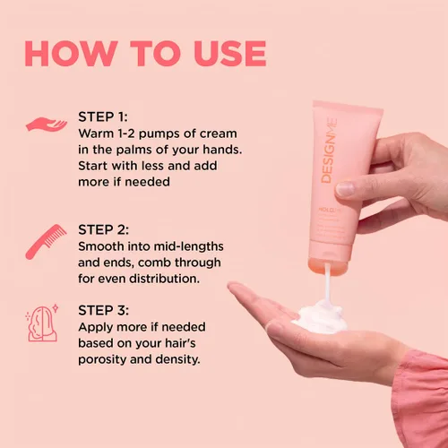 Miniatura 4 de Design.Me HOLD.ME Styling Cream Hair Smoothing Cream for Blowouts & Sleek Looks Hydrating, Tames Frizz & Flyaways, Adds Shine & Smooths Soft