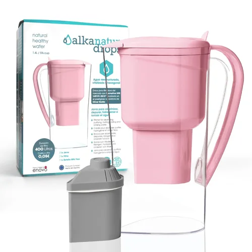 Miniatura 11 de Alkanatur Jarra de filtro de agua de hidrógeno alcalino, elimina fluoruro, cloro, microplásticos, PFA, carbón de coco activado con plomo, ionizador
