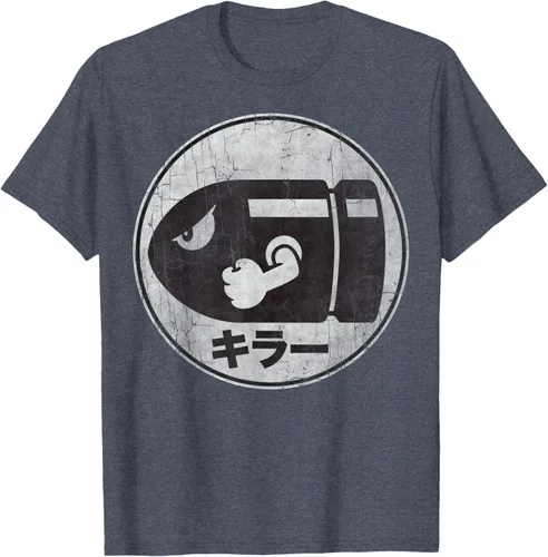 Miniatura 58 de Super Mario Camiseta con logotipo de Bullet Bill Distressed en Kanji