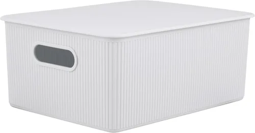 Miniatura 14 de Superio Colección acanalada - Cestas organizadoras decorativas de plástico para almacenamiento en casa, cajas contenedoras azules para organizar