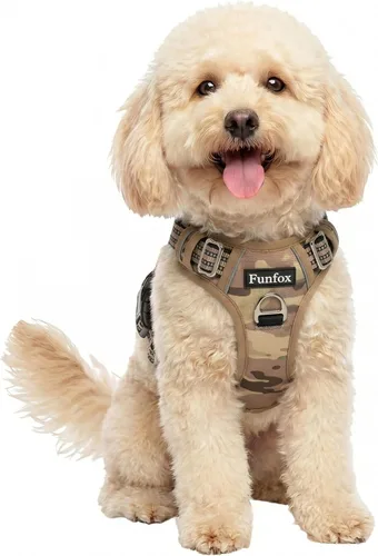Miniatura 49 de Funfox Arnés para perro sin tirones, arnés de chaleco ajustable para mascotas, material súper suave con mango vertical, fácil control, paseo