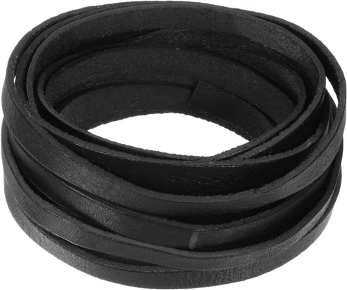 Miniatura 25 de uxcell Cordón de cuero plano de 5.5 yardas, 0.079 in, tiras de cuero de 0.079 pulgadas de grosor, cuerdas de cordones para manualidades, Negro