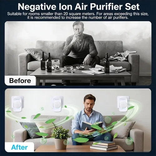 Miniatura 7 de JOSTART Ionizador de aire para el hogar, 6 emisores de iones negativos (purificación 3X), purificador de aire enchufable para espacios pequeños/sala