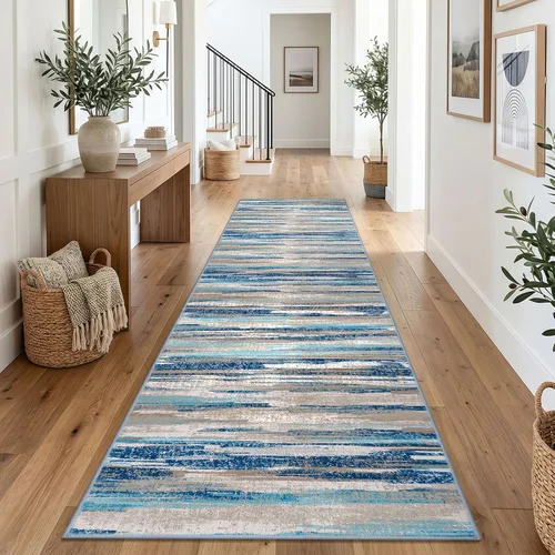 Miniatura 50 de Alfombra de pasillo moderna Lansny 2 x 6 pulgadas, alfombra de cocina lavable verde mostaza multicolor, alfombra antideslizante suave para pasillo