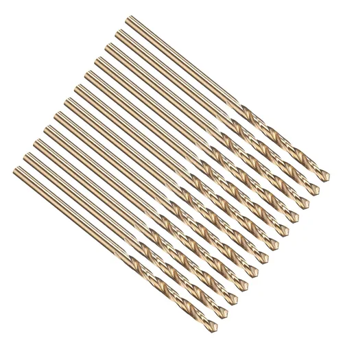 Miniatura 28 de PATIKIL Broca Jobber de 0.039 in, vástago recto M35 cobalto 5% acero de alta velocidad 135° acabado dorado para metal duro de acero inoxidable - 2