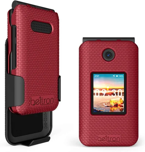 Miniatura 9 de Funda con clip para cinturón para Cricket Debut, AT&T Cingular Flip 4, funda protectora a presión con clip giratorio para cinturón combo para debut