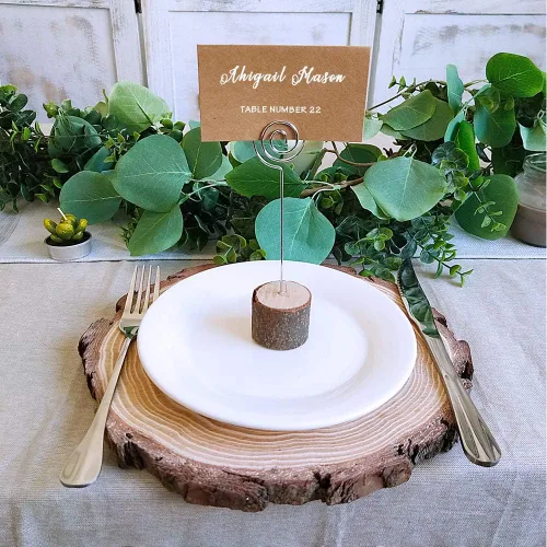Miniatura 4 de 6 piezas de 8 a 11 pulgadas de ancho grandes rebanadas de madera redonda natural con corteza de pino rebanadas de madera de pino con 50 tarjetas