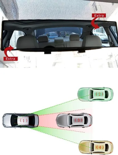 Miniatura 3 de iJDMTOY Espejo retrovisor plano de clip universal JDM de 300mm 12 pulgadas de ancho compatible con automóvil, SUV, camioneta, camión, etc