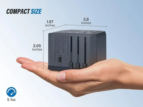 Miniatura 6 de EPICKA Adaptador de viaje universal, adaptador de enchufe de viaje europeo, adaptador de corriente internacional cargador mundial con USB-C y 4 Gris