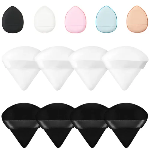 8 bocanadas de triángulo suave facial, 5 mini bocanadas de maquillaje, herramientas de maquillaje húmedas y secas, utilizadas para polvo, polvo