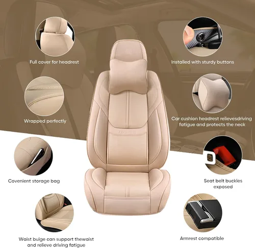 Miniatura 4 de Fundas de Asiento de Automóvil Accesorios Asiento Delantero Protector de Cojín de Cuero Transpirable Impermeable Funda de Asiento para Automóviles