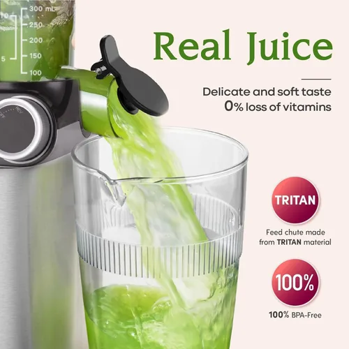 Miniatura 8 de Anybear Cold Press Juicer 200W Masticating Slow Juicer 4.3" Large Feed Chute Fit Whole Fruits Vegetables Upgraded Auger Tritan Material BPA