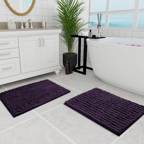 Miniatura 257 de Walensee Alfombra de baño antideslizante (24x17 pulgadas, rosa polvoriento) absorbente de agua, súper suave, lanuda de felpilla, lavable a máquina