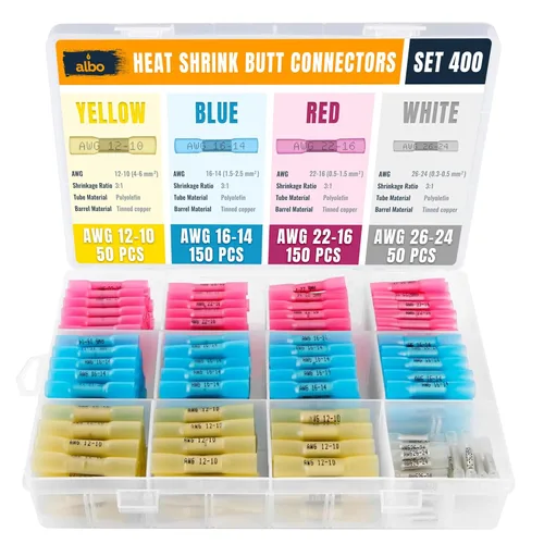 Miniatura 10 de Kit de 300 conectores de pala termorretráctiles macho y hembra – Terminales eléctricos impermeables AWG 22-10, conectores de terminales de cable