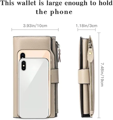 Miniatura 5 de SENDEFN - Cartera de cuero para mujer, portatarjetas con bloqueo RFID, monedero para mujer con cierre
