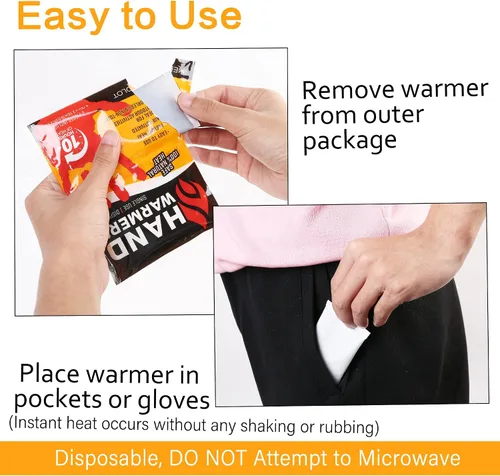 Miniatura 7 de Calentadores de manos calientes, 20/40 pares, calentador de bolsillo desechable para mantener tus manos calientes y calientes, hasta 10 horas