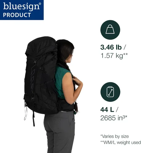 Miniatura 2 de Osprey Tempest 44L Mochila ligera de senderismo para mujer, mochila para viajes y campamento, pampa roja/gris carbón, M/L Pampas rojas/Gris carbón