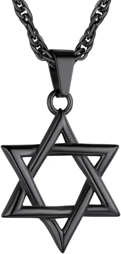 GOLDCHIC JEWELRY Judaism Jewish Israel Star of David Cross Pendant Mens Punk Rock 316L Stainless Steel18K Gold PlatedBlack Rhodium Plated Hexagram