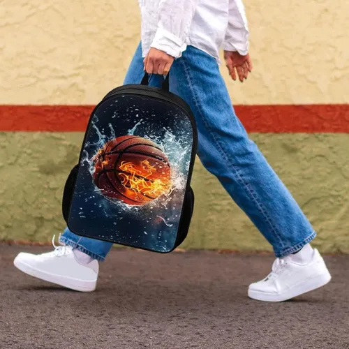 Miniatura 140 de HUGS IDEA Los animales frescos 3D niños escuela libro bolsa niños impresión mochilas, Baloncesto, Moderno