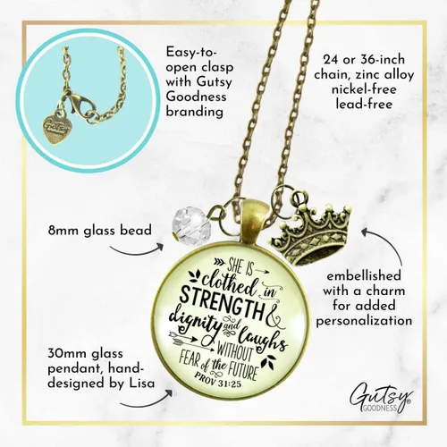 Miniatura 6 de Gutsy Goodness Collar inspirado en la mujer de la fe, colgante hecho a mano con mensaje de esperanza