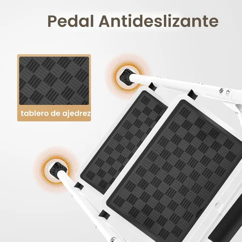 Miniatura 6 de HBTower Escalera de 2 escalones, Taburete de 2 escalones para adultos. Taburete plegable con mango acolchado con escalón ancho antideslizante