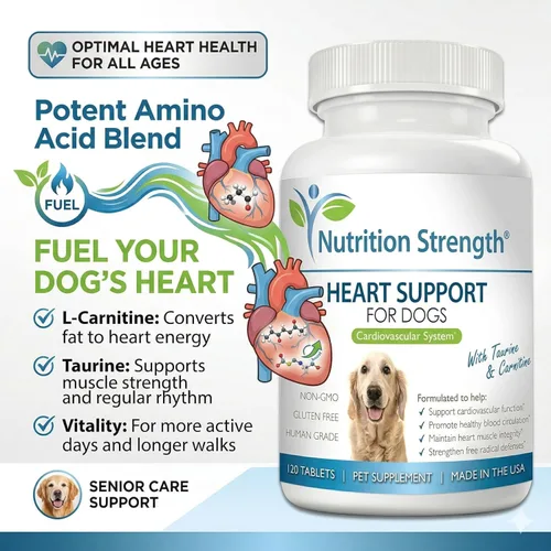 Miniatura 4 de Apoyo cardíaco para perros con taurina y carnitina, promueve la circulación sanguínea, apoya la función cardiovascular, integridad muscular cardíaca