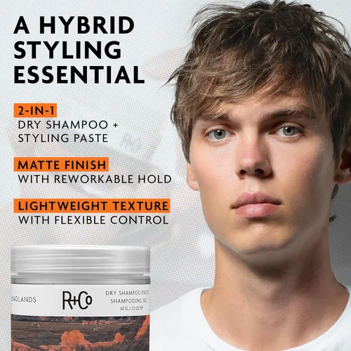 Miniatura 3 de R+Co Badlands Dry Shampoo Paste Part Dry Shampoo, Part Styling Paste Adds Texture, Absorbs Oil, Matte Finish