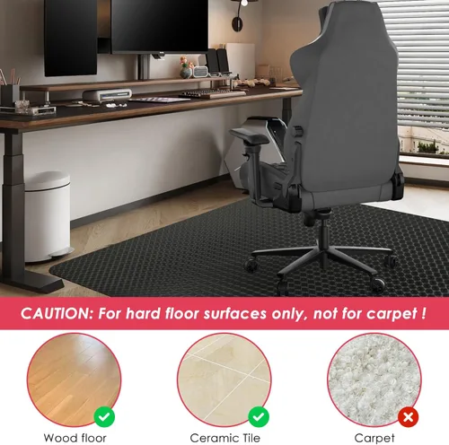 Miniatura 2 de Vicwe Tapete para silla de juegos para suelo de madera dura, 60 x 46 pulgadas, tapete grande para silla de oficina, tapete de PVC para silla