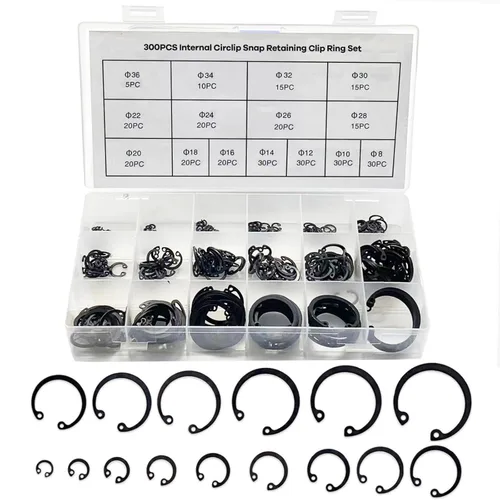 Miniatura 10 de Boatsea - Juego de 300 anillos de retención externos C-Clip Circlip, anillos de retención de resorte externos, juego de surtido de tienda, 18