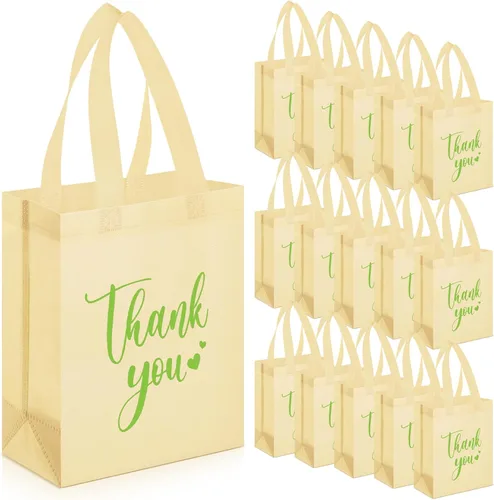 Sweetude 30 Bolsas de Regalo de Agradecimiento con Asas al Por Mayor Reutilizables Bolsa de Dulces de Tela No Tejida Plegable Bolso de Mano para