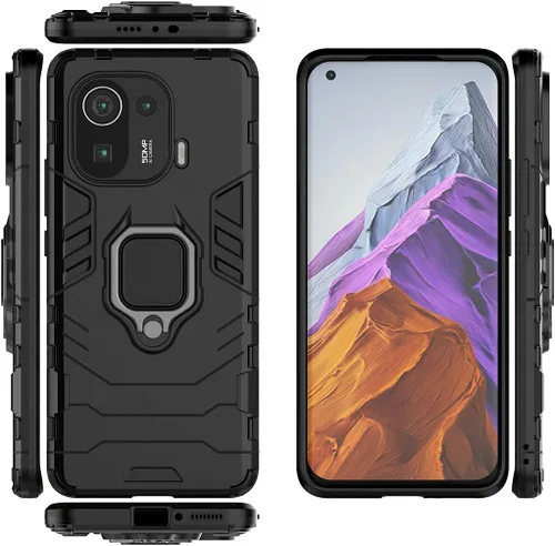 Miniatura 3 de Compatible con funda Xiaomi Mi 11 Pro, soporte de agarre de anillo de metal, a prueba de golpes (funciona con soporte magnético para automóvil)
