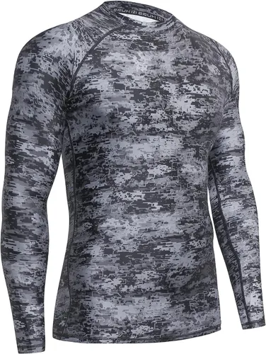 Miniatura 2 de HUGE SPORTS Camiseta de protección contra erupciones de manga larga para hombre UPF 50+ con protección UV, de secado rápido, con costuras de Pixel