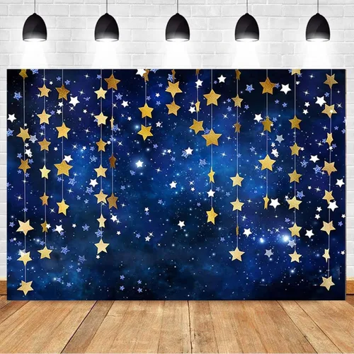 Miniatura 2 de Twinkle Twinkle Littler - Telones de fondo de estrellas pequeñas de galaxia, azul marino, cielo estrellado, purpurina dorada, fondo de fotografía
