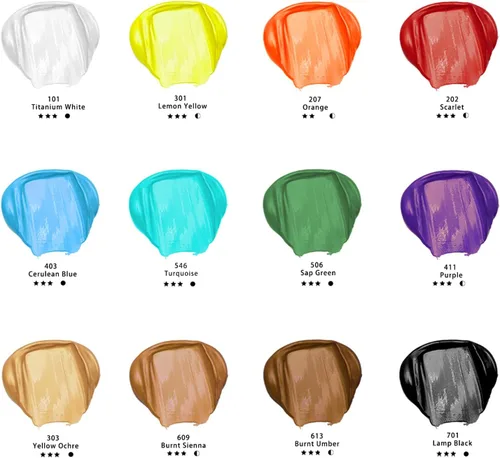 Miniatura 2 de Artecho Juego de pintura acrílica de 12 colores en envases grandes (500ml/17oz), pintura para manualidades artísticas para suministros de arte