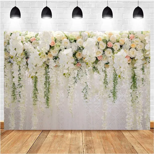 Miniatura 8 de Fondos de fotografía con temática floral de rosas blancas para despedida de soltera, boda, flores, fondo de fotos, fiesta de cumpleaños, retrato
