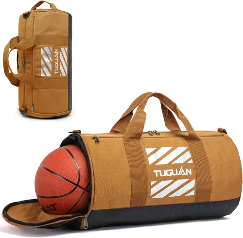 TUGUAN Bolsas de gimnasio para hombres y mujeres, bolsa de gimnasio con bolsillo húmedo y compartimento para zapatos, bolsa de lona para hombres y
