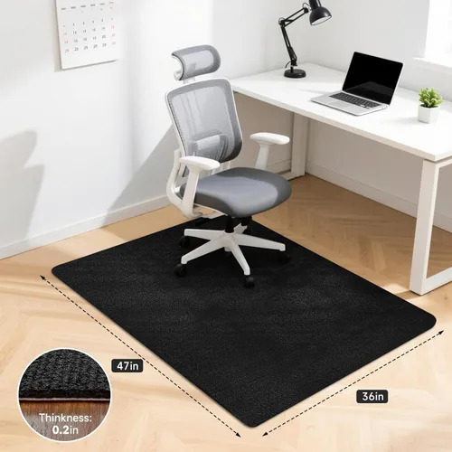 Miniatura 6 de Tapete negro para silla de oficina, tapetes duraderos para sillas de escritorio para suelos de madera dura y azulejos, debajo de las sillas