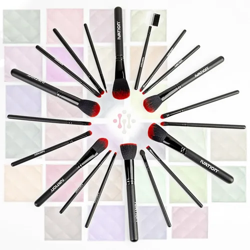 Miniatura 2 de Ivation Cosméticos 20 Piezas Natural Facial Maquillaje Cepillo Set con bolsa de cuero (negro)