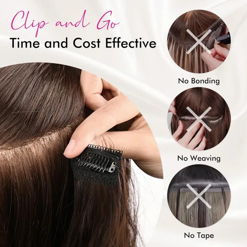 Miniatura 8 de REECHO Extensiones de cabello con clip, 5 piezas, de 24 pulgadas, de color rubio ceniza, extensiones de cabello con ondas largas y sueltas, HE002