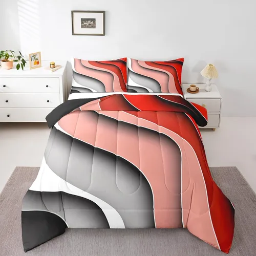 Miniatura 8 de Erosebridal Juego de edredón a rayas azules, juego de ropa de cama tamaño King, juego de ropa de cama moderno minimalista y colecciones con temática