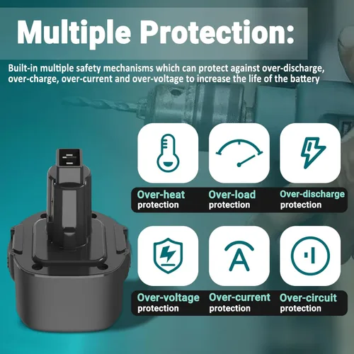 Miniatura 5 de CREABEST Paquete de 2 baterías de repuesto para Dewalt DW9052 DE9062 de 9.6 voltios 3500mAh Ni-MH DW9062 DW926 DW955 DW9061 compatible con Black &