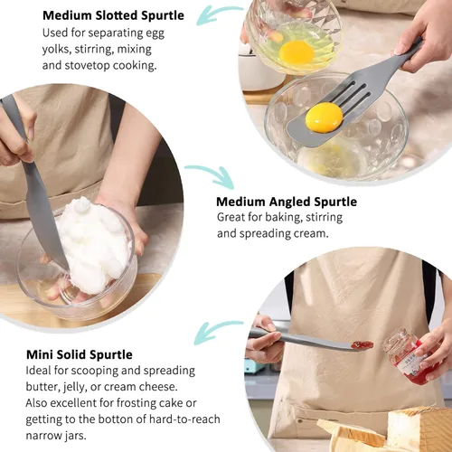 Miniatura 3 de Tongjude Juego de espátulas de silicona, juego de espátulas de silicona, utensilios de cocina resistentes al calor para utensilios de cocina