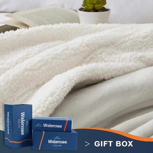 Miniatura 73 de Walensee Manta de Vellón Sherpa (Tamaño Queen de 90 x 90 pulgadas, negro) Manta de Felpa Suave Difusa Súper Suave Reversible de Microfibra
