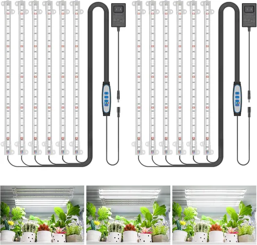 Miniatura 12 de Wiaxulay - Tiras de luz LED para cultivo de plantas de interior, luz de crecimiento de espectro completo de 6000K, lámpara solar con temporizador