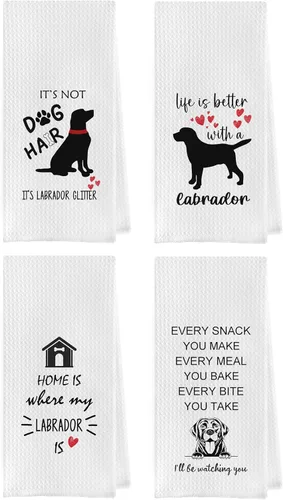 Miniatura 11 de Gettu Golden Retriever Juego de Cocina de Tejido Waffle, Toallas de Mano y de Té (16x24 Pulgadas, Juego de 4)