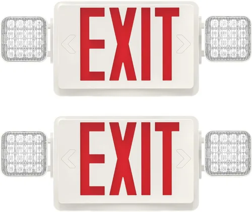 Miniatura 10 de SPECTSUN Paquete de 12 luces de emergencia de salida, luces de salida de emergencia de 120-277 V, luces de emergencia LED combinadas de salida