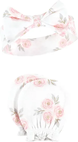 Miniatura 162 de Hudson Baby Conjunto de diadema de algodón y manoplas para rascar para bebé