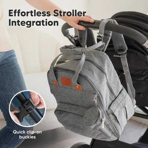 Miniatura 5 de KeaBabies Mochila para pañales - Gran mochila para pañales con cambiador, para bebé niño, niña, mochila de viaje para mamá y papá, impermeable, Gris