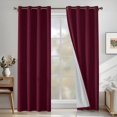 Miniatura 22 de Cortinas de lino 100% opacas para dormitorio, cortinas opacas de 45 pulgadas de largo, cortinas de oscurecimiento de habitación para sala de estar