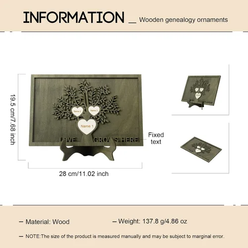 Miniatura 2 de Regalos para mamá, marco de árbol genealógico personalizado, placas de madera, recuerdos de genealogía, decoración del día de la madre, día del EL
